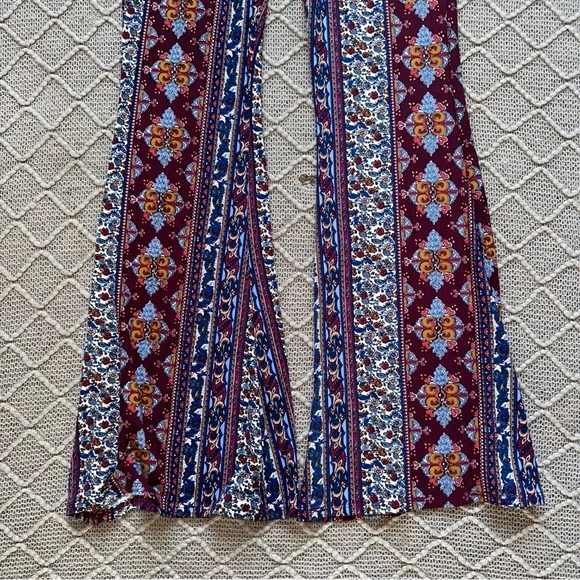 About A Girl Multicolor Patterned Flare Legging Pants Soft Large L - Picture 4 of 6